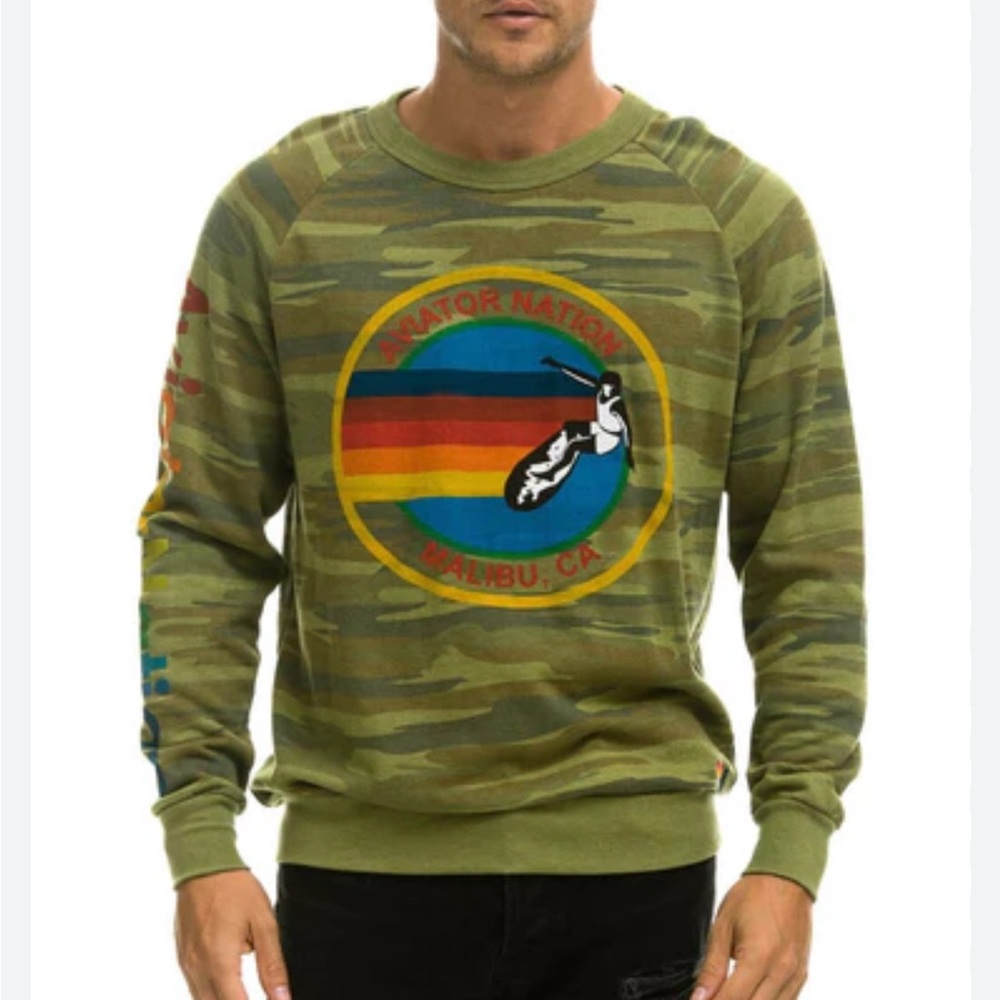 Aviator Nation Venice Surf Camo Crewneck